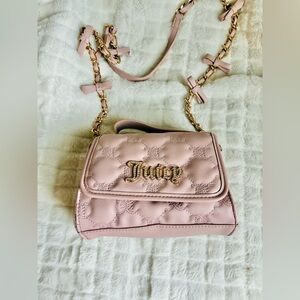 Juicy Couture Pale Pink Quilted Crossbody with Gold Chain